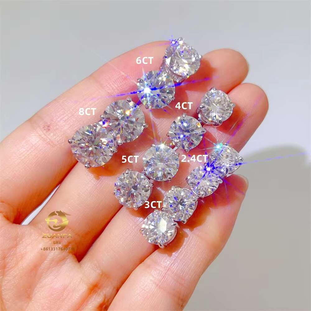 Hot Selling Top Quality Stud Earring Pass Diamond Tester Screw Back Hip Hop 10k 14k Solid Gold Earrings Moissanite Jewelry