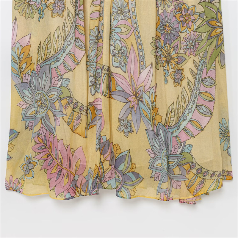 2025 Spring/Summer New Casual Women's Flower Printed Dress with strapless Strap Decoration