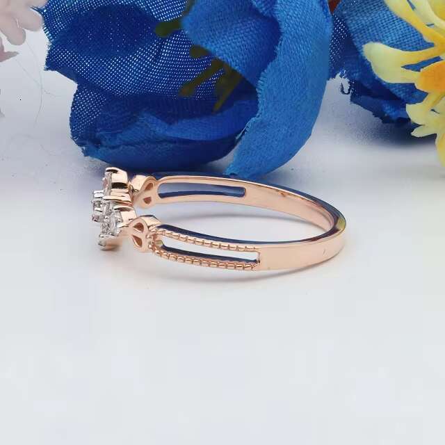 Round Cut Lab Grown Diamond Cluster Womens Engagement Ring 14K Rose Gold Wedding Band Diamonds Cluster Ring Gift For Her