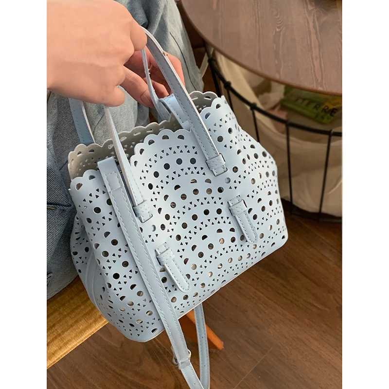 Women Summer Fashion Handbag Hollow Out Print Composite Bags Large Capacity Female Daily Commute Crossbody Packs Lady Handle Bag W250626