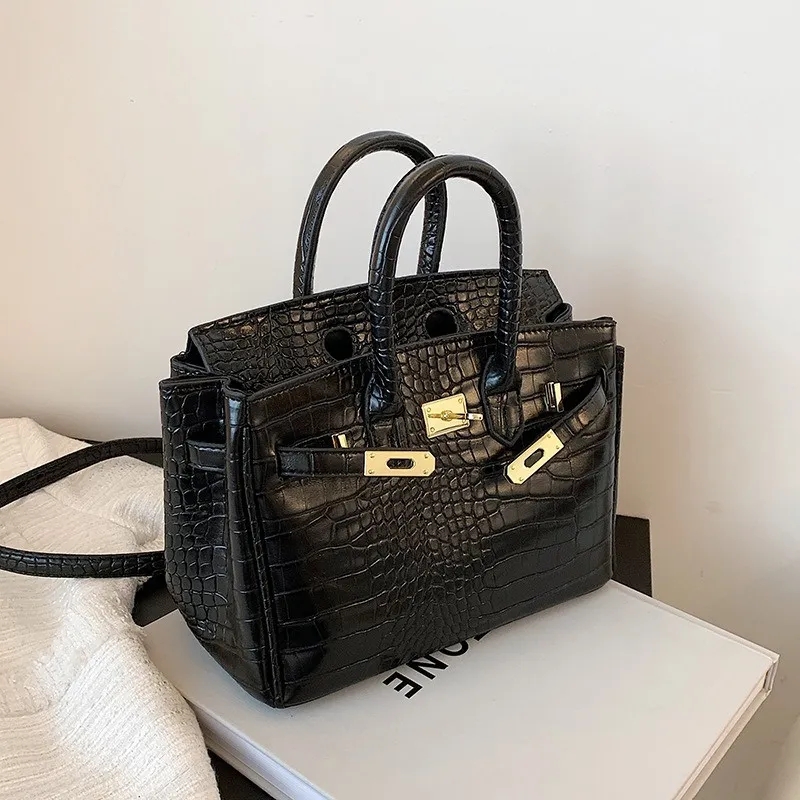 Free Shipping 2025 Designer Bag 2025 New Fashionable Premium Texture Crocodile Pattern Large Capacity Handheld Shoulder Bag