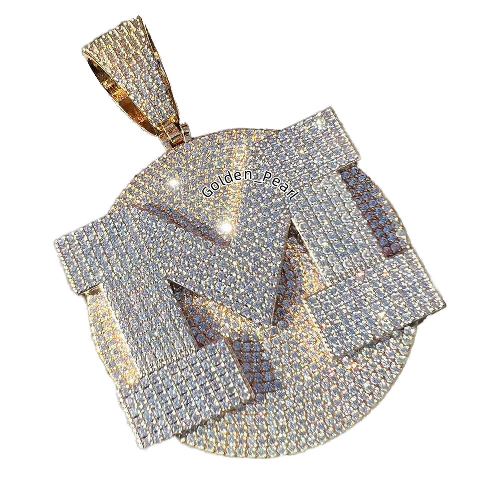 Custom Hip Hop Jewelry Pass Ice Out VVS Moissanite Diamond 925 Silver Letter Manufacturer Pendant for Men