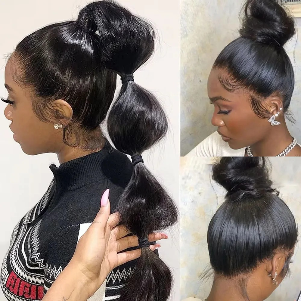 Brazilian Hair 13x6 HD Lace Frontal Wig Bone Straight Human Hair Wigs 360 Full Lace Wigs Glueless Pre Plucked Ready To Go Brazilian Hair For Women Dai