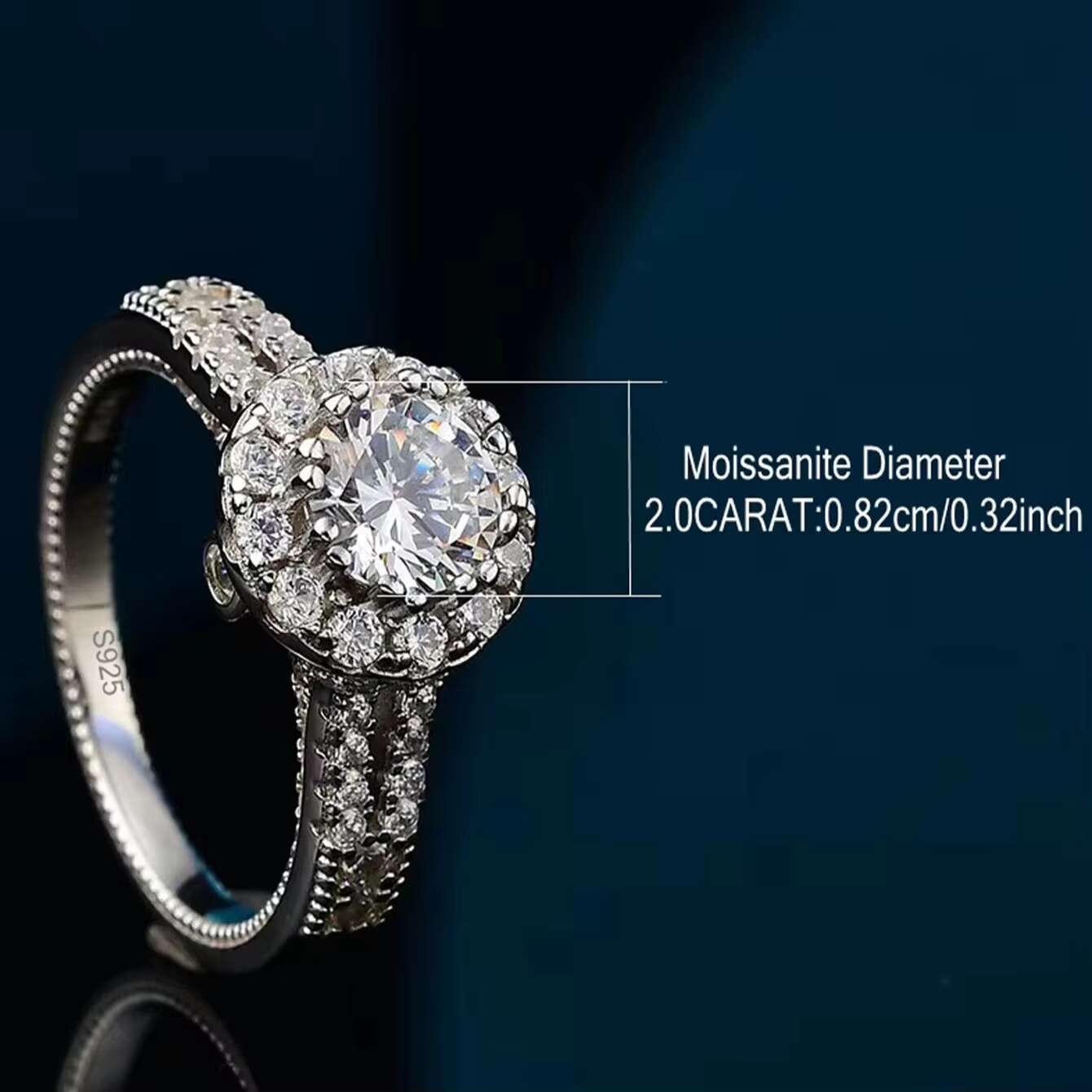 Gold Plated 925 Sterling Silver Wedding Gift Ring Fashionable Round Inlaid Diamond Moissanite for Elegant and Stylish