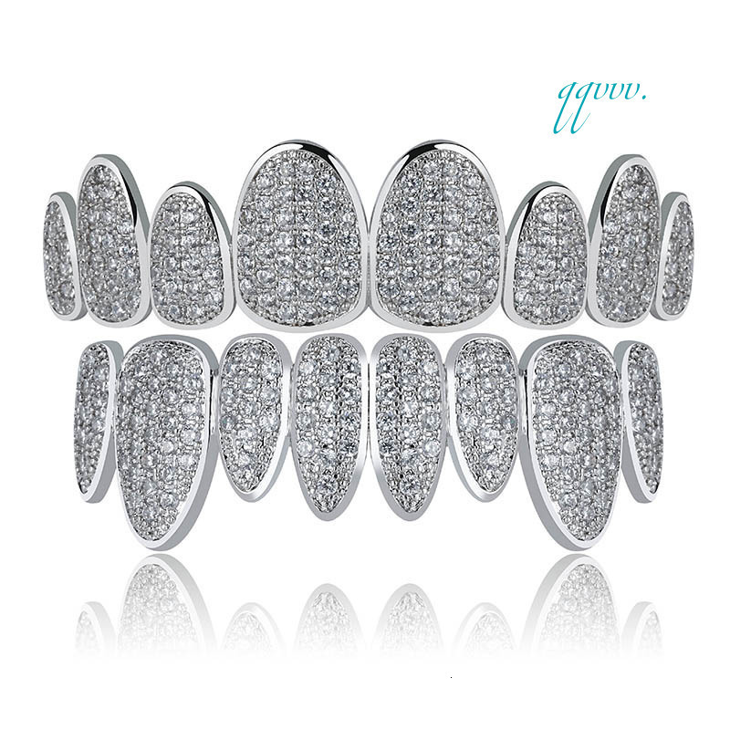 Hiphop Iced Out Grillz Irregular 8 Teeth Diamond Grillz Vampire GrillzOACOCA