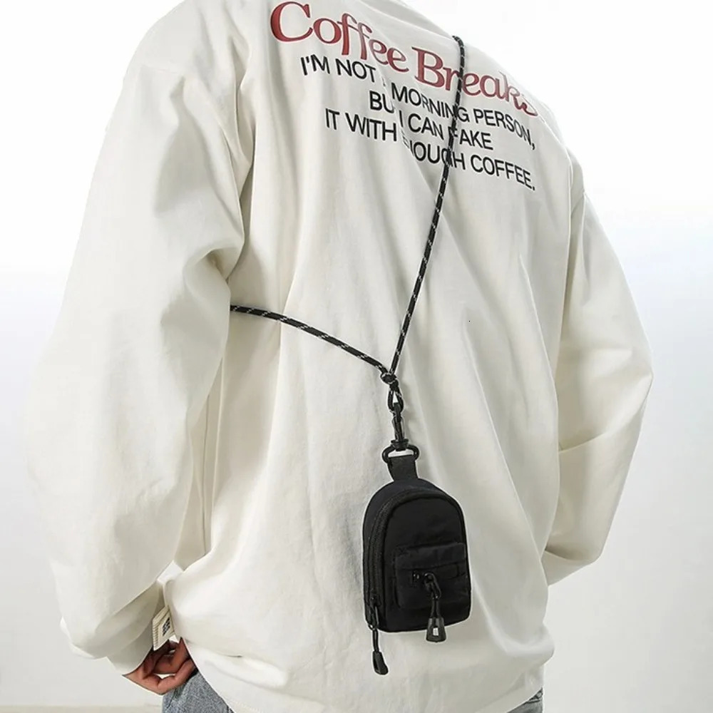 Nylon Hanging Neck Coin Purse Korean Style Crossbody Bag Lanyard Shoulder Bag Multifunction Earphone Storage Bag 250624