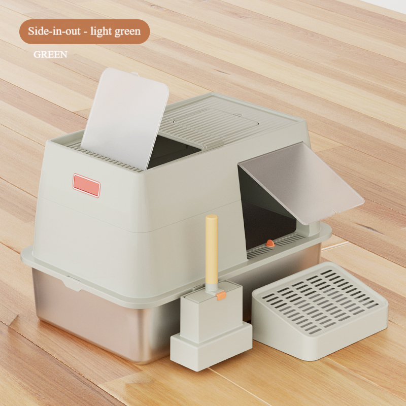 Fully Enclosed Cat Litter Box with Activated Carbon Air Purification for Large Spaces