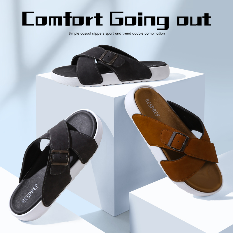 Leather sandals for men and women; indoor and outdoor slippers for men977-1