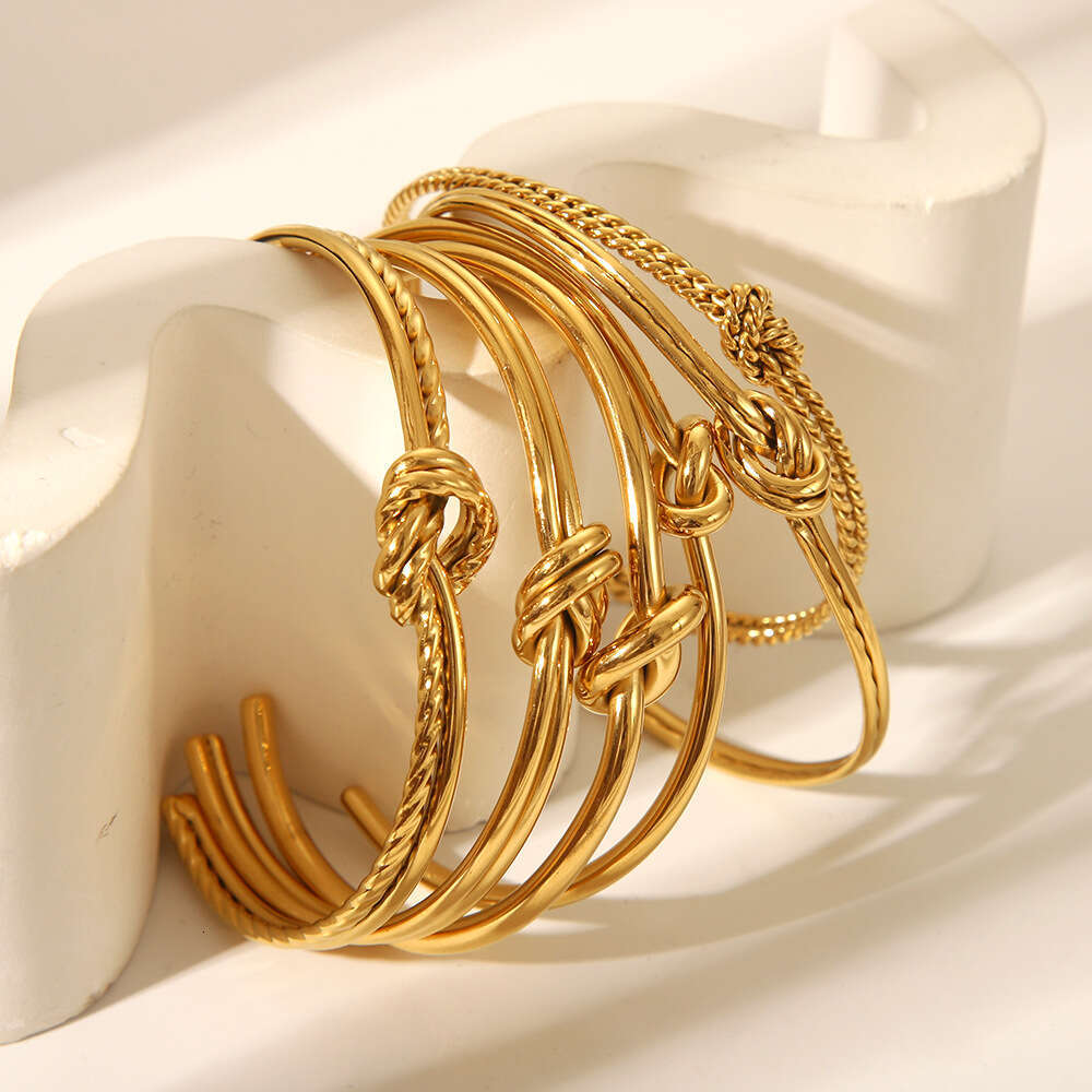DHCollections Hot Selling Knotted Twisted Open Stainless Steel Niche Design Simple Ins Style Bracelet Jewelry