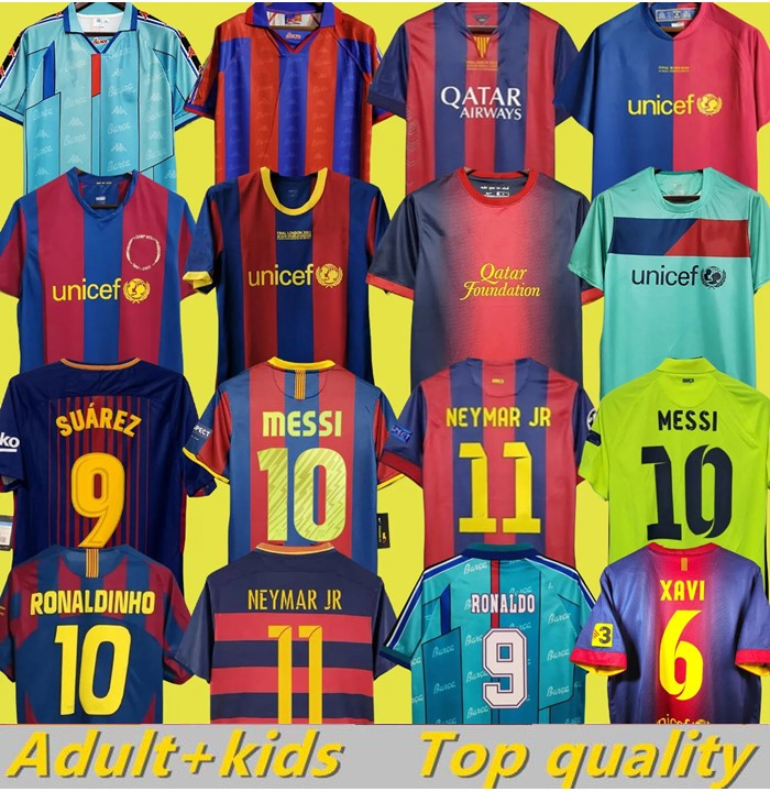 NEYMAR JR Retro Barcelone Soccer jerseys 96 97 ROMARIO RIVALDO RONALDO HENRY RONALDINHO 05 06 08 09 10 11 XAVI INIESTA MESSIS Classic Vintage football shirt