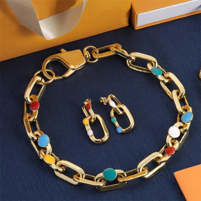 Designer Jewelry Set Luxury Bracelets Mens Necklace Women Earrings Gift Gold Party Trend Jewellry Necklaces Fashion Neckchain Earings Bracelet