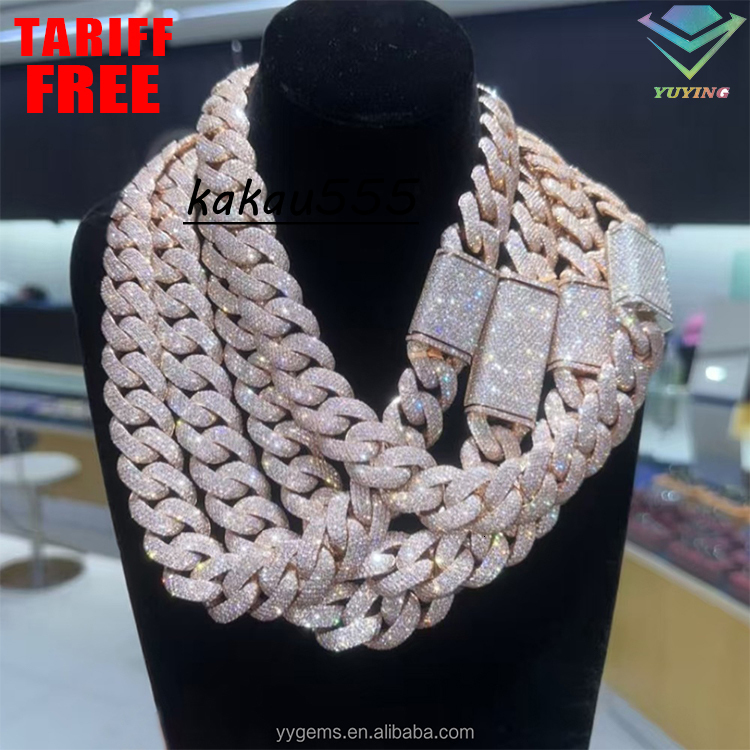 Heavy Weight Cuban Chain Solid Silver Iced Out 5rows 6rows VVS Moissanite Diamond Chain Link for Mens Hiphop Jewelry Daily Life