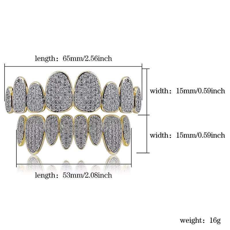 Hiphop Iced Out Grillz Irregular 8 Teeth Diamond Grillz Vampire GrillzOACOCA