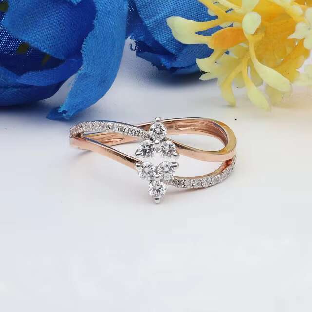 Elegant 14K Rose Gold Cut Lab Grown Diamond Ring Classic Feminine Style Engagement Wedding Fashion with IGI Certificate