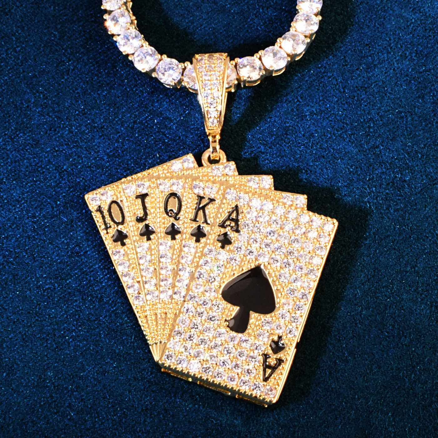 VVS Moissanite Iced Out Poker Card Pendant Hip Hop Black Spade A Badass Men's Jewelry Niche Trendy Accessory Passes the Diamond Tester
