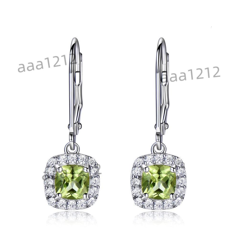 Fine Jewelry 925 Sterling Silver Dainty Earrings Geometric Shape Zircon Peridot Morganite Drop Earring