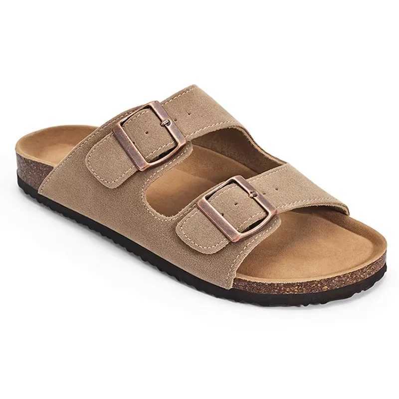 Crar Wens Cork Footbed Sandals Lady Fion Buckle Slip-On Slide Sandals Summer Comfortable Suede Shoes with Arch Support Y250626