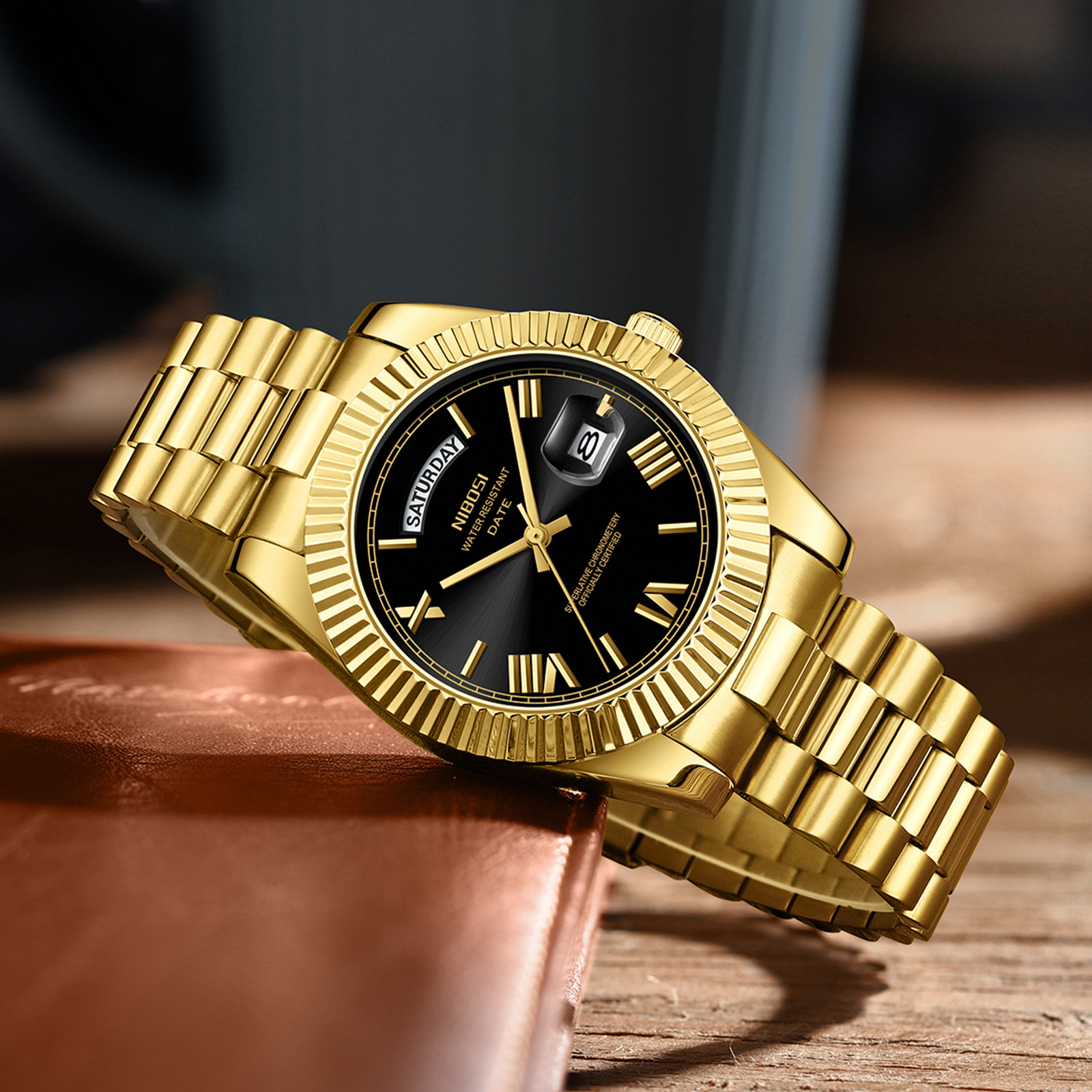 Complete Eastern Arabic Edition Day Date Stainless Steel Case Watchband Japan Quartz Movement Waterproof 250320