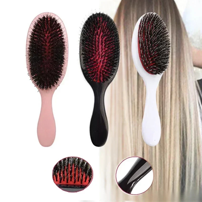 Oval Boar Bristle Nylon Hair Comb Mini Scalp Massage Comb Hairbrush Salon Hair Care Brush Styling Tool Detangling hair brush 250625