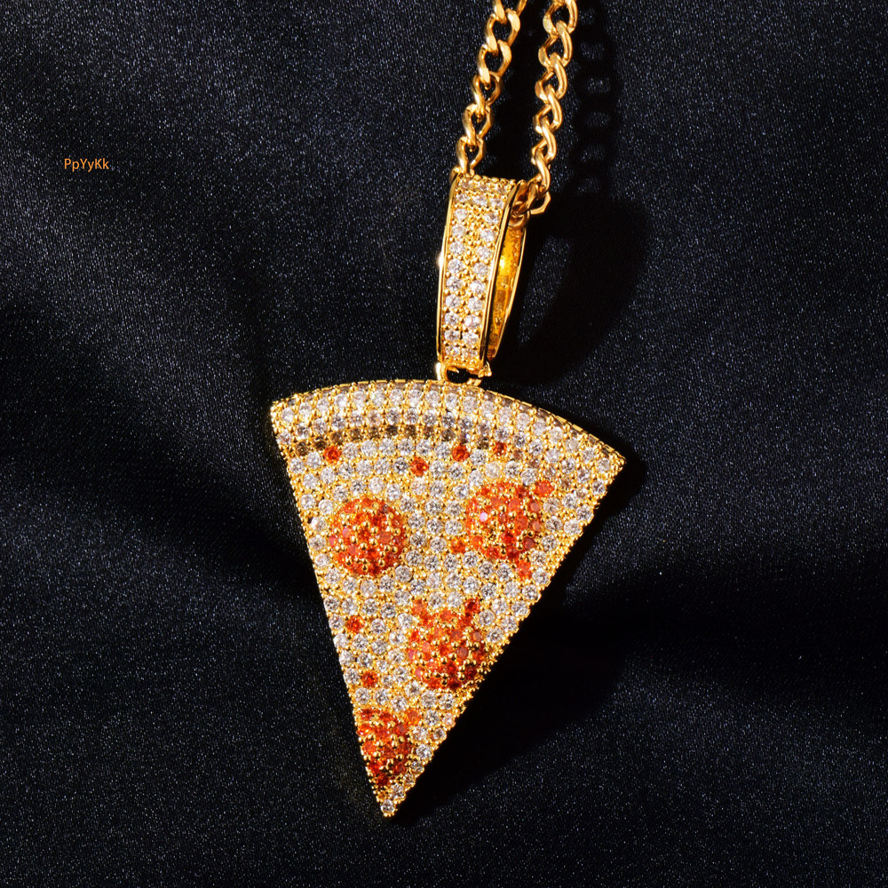 New Arrival Pizza Pendant Iced Out Bling Bling VVS Moissanite Personalized Trendy Necklace Jewelry Passes the Diamond Tester