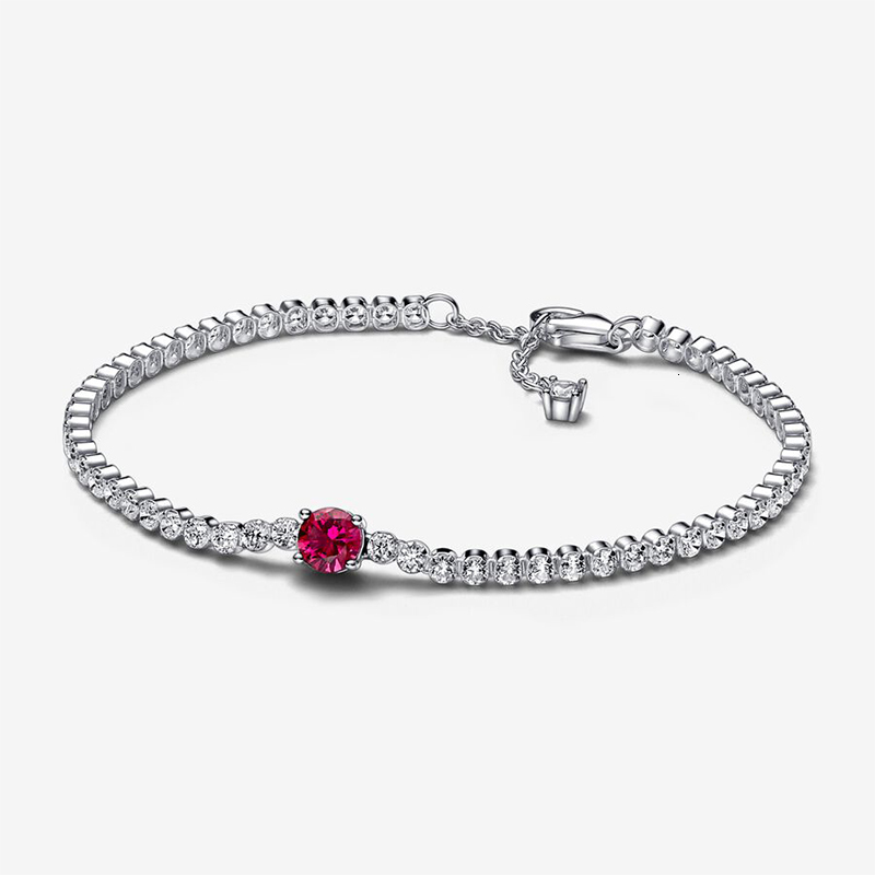 2025 New In Charm Fashion Shining Diamond Pink Yellow White Tennis Heart Round Bracelet Fit Brand DIY Jewelry Accessories
