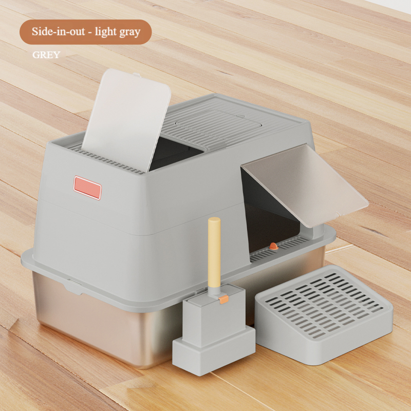 Fully Enclosed Cat Litter Box with Activated Carbon Air Purification for Large Spaces