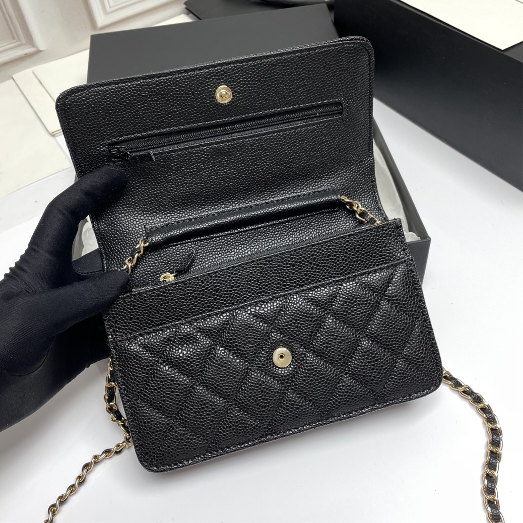 Black Shoulder Bag Womens Purse Crossbody Bags High Quality Genuine Leather Caviar Cowhide with Gold Chain Classic Flap Luxury Purses Cross Body Designer Bags