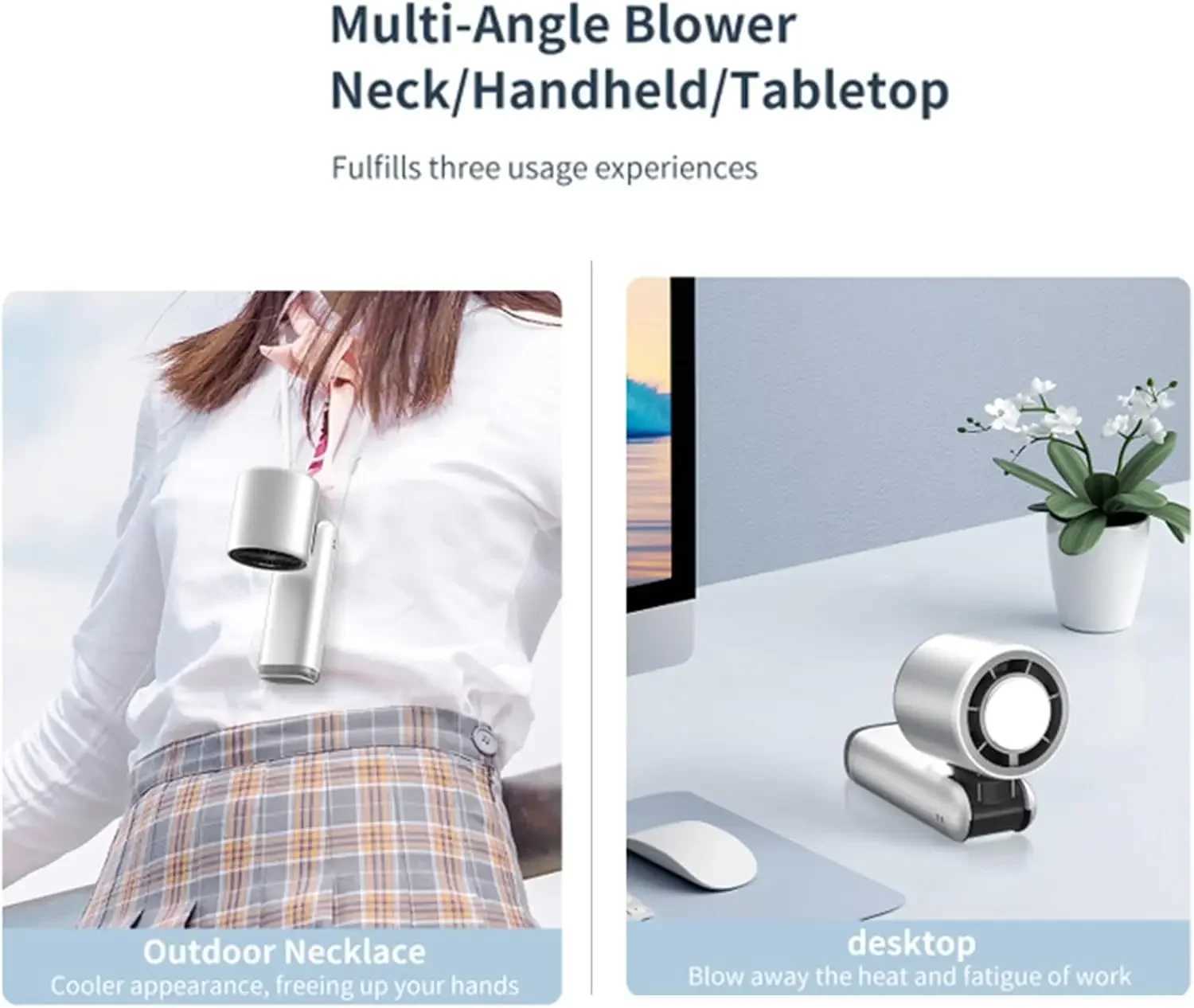 Portable Handheld Turbo Fan 100 Gear Wind USB Rechargeable Battery Operated Up to 3 IN 1 Personal with Air Tech Cooling M250626