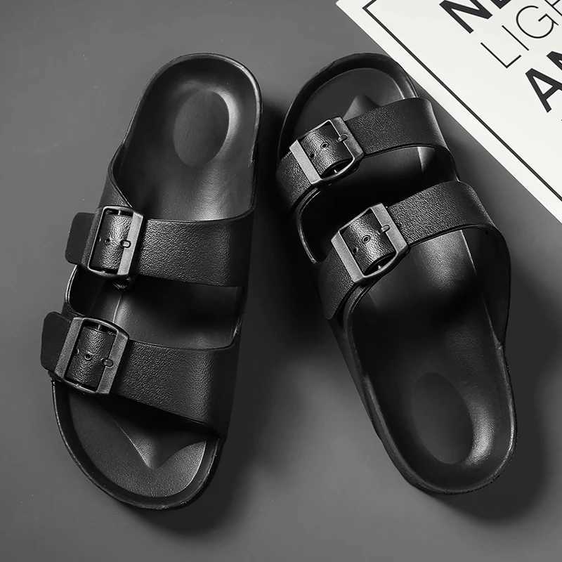 Mens straight line slippers plastic EVA one-time molding waterproof and wear-resistant human functional learning sandals Y250626