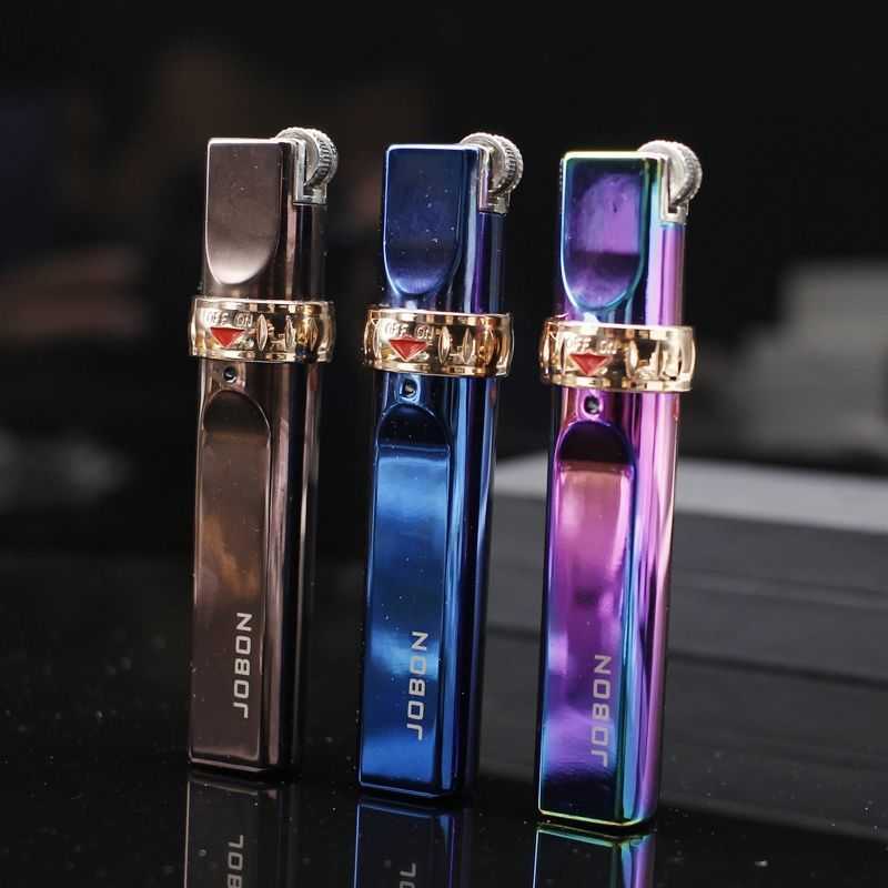 jobon Zhongbang Lighter Creative windproof personalized grinding wheel metal blue flame inflatable lighter High-end gift