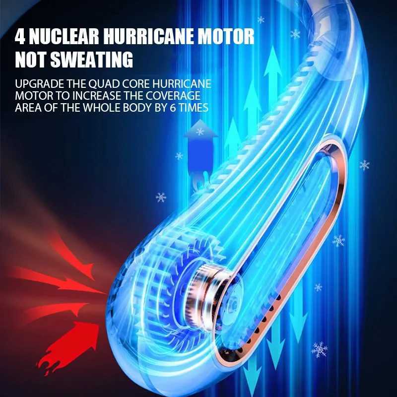 3000mAh Hanging Neck Fan Portable Bladeless Mini USB Rechargeable Mute LED Digital Display Electric Fan Summer Air Cooler New T250626
