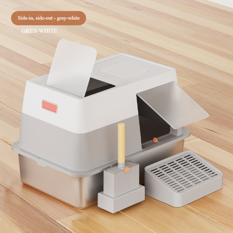 Fully Enclosed Cat Litter Box with Activated Carbon Air Purification for Large Spaces