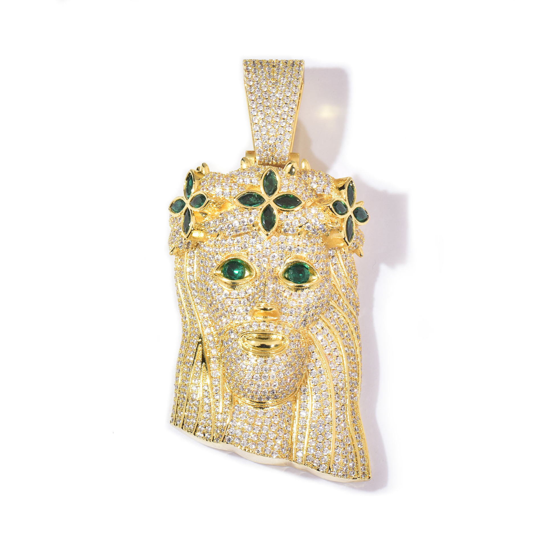 Luxury VVS Moissanite Iced Out Hip Hop Flower Wreath Jesus Head Pendant Edgy Heavy Crafted Solid Bling Necklace Jewelry Passes the Diamond Tester