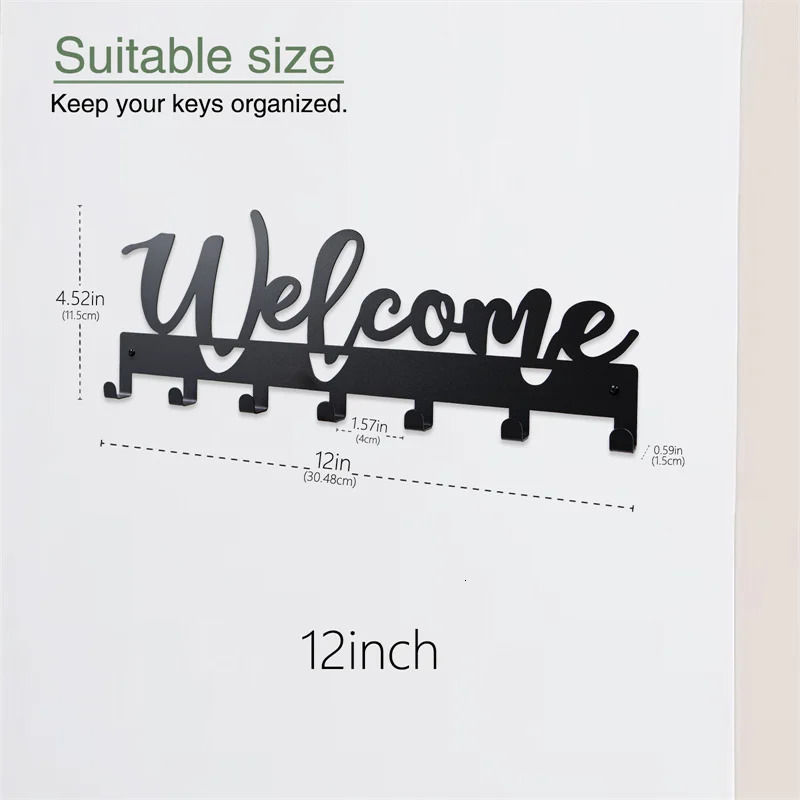 Update Metal Mounted Key Holder Wall Organizer Rack With 7 Hooks Keys Hanger Decor For Kitchen Entryway Hallway Doorway 250624