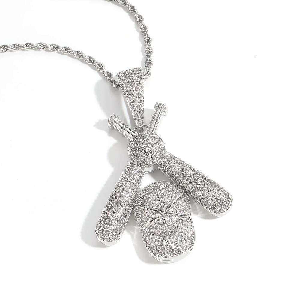 New Necklace Baseball Cap Pendant Micro-Paved Zircon Gold Personality Trendy Men's Hip-Hop Accessories 7d51