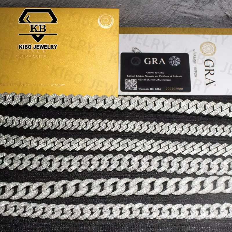 Elegant Large Gauge Cuban Chain Jewelry Piece Sparkle Intensely With Eye-Catching Moissanite Beads