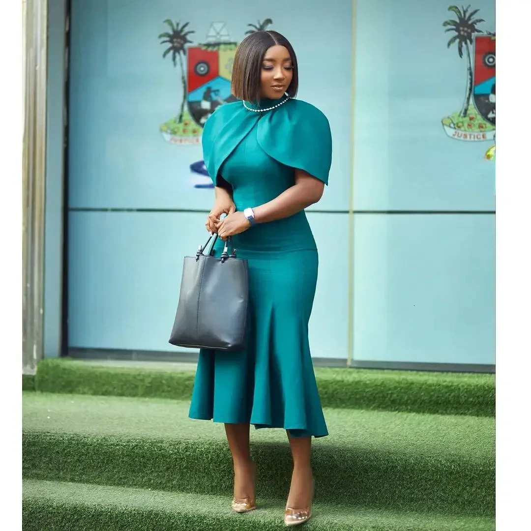 Elegant Church Dresses for Women Mermaid Cap Sleeves Office Ladies Modest Classy African Slim African Female Gowns Date Events250624