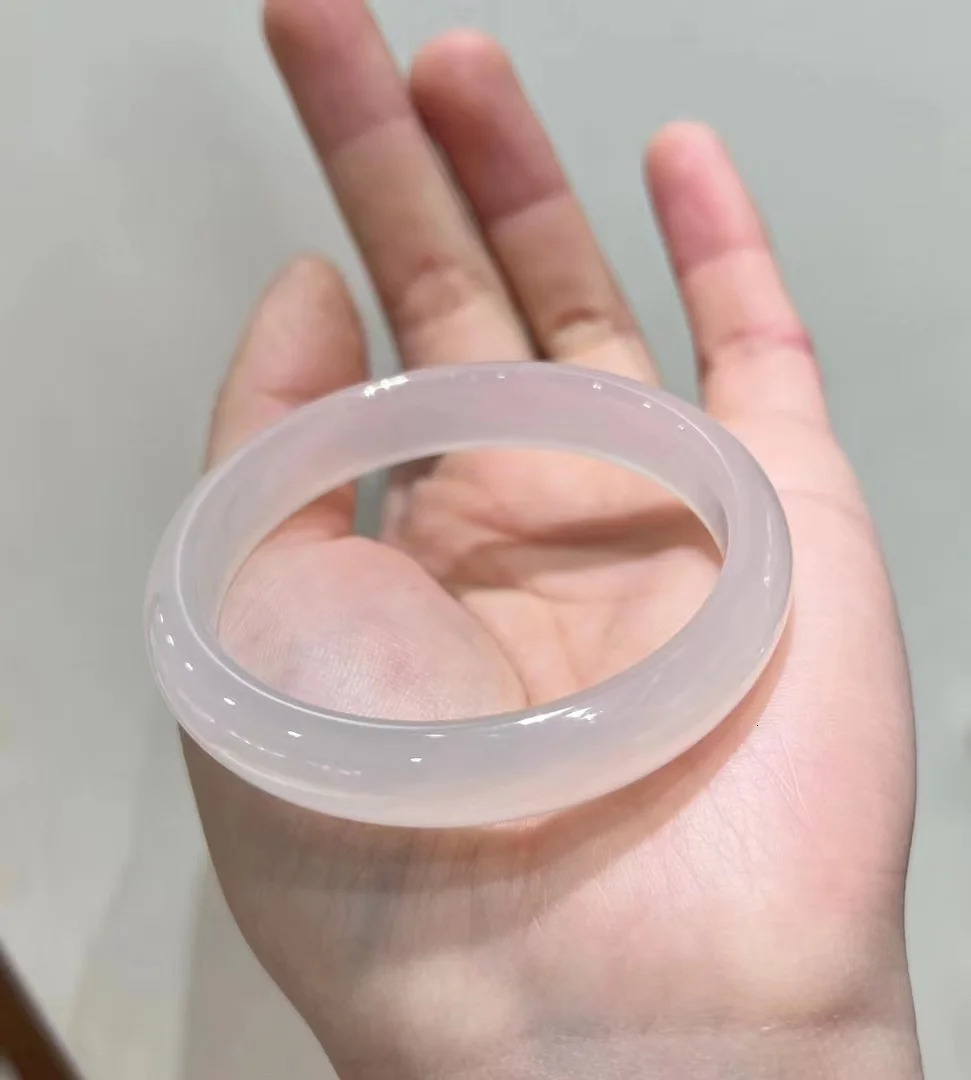 High Ice Jade Bangle Natural Pure White Chalcedony Bangle Exquisite High-end Jewelry Bracelet Decorative Accessories Crafts 250625