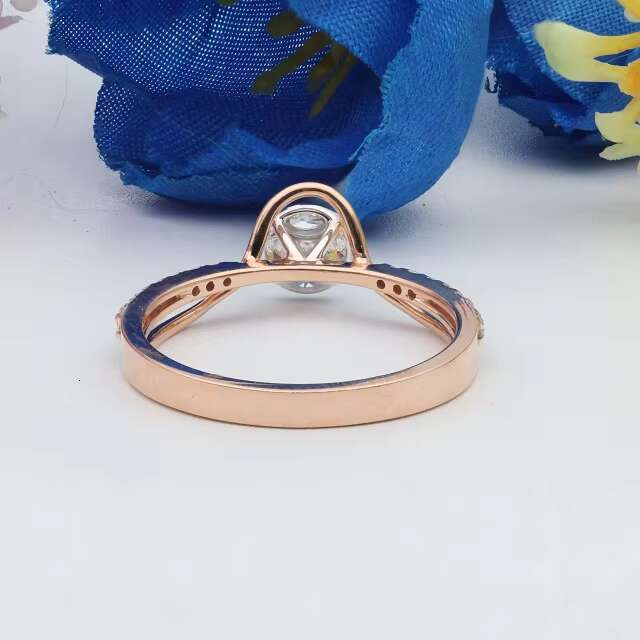 14k Rose Gold Lab Grown Diamond Engagement Ring Unique Split Shank Solitaire Dainty Classic Style IGI Certified for Wedding