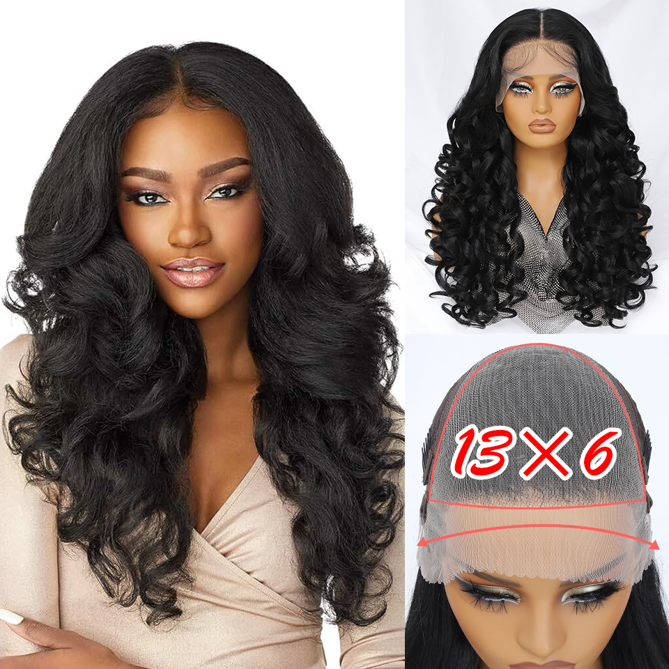Premium Synthetic Blend Heat Resistant French Curls Blonde Glueless HD Frontal Synthetic Hair Lace Front Wigs 24inch 1pcs