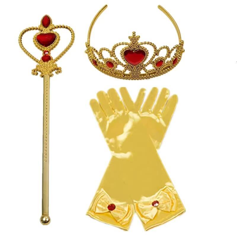 Girls Elsa Princess Accessories Halloween Cosplay Fancy Dress Up Bow Gloves Crown Wand Neacklace Bracelet Set Birthday Gifts ddmyshoesvip