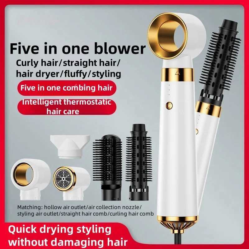 2025 Electric Hair Dryer 5in1 Multifunctional Hair Straightener Negative Ion Hair Care Curler Blow Dryer Styling Set Strong Wind O250626