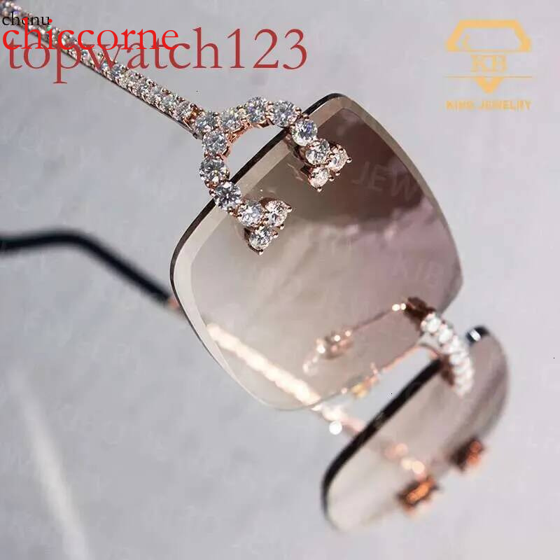 Mens Hiphop Pass Tester Glasses Handmade Setting VVS Moissanite Dia Iced Out Sunglasses