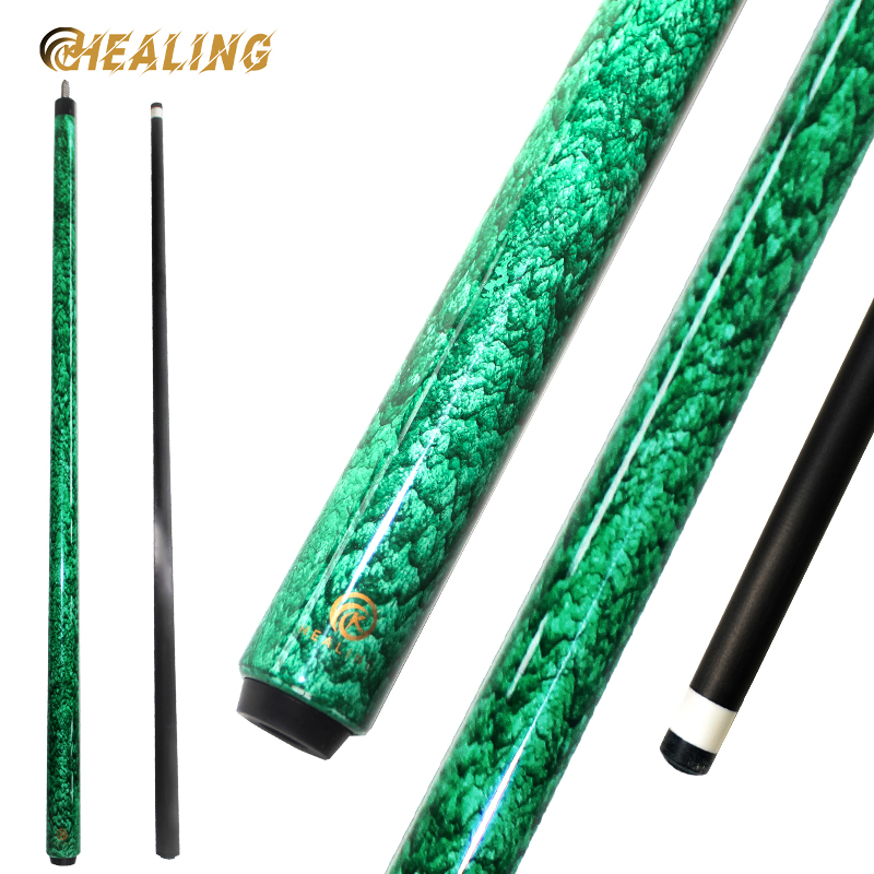 OKHEALING Quicksand Green 1/2 Split Billiard Cue Carbon Fiber Billiard Stick 12mm Pigskin Tip Radial Pin Joint Pool Cues Carbon Carom Cues Professiona