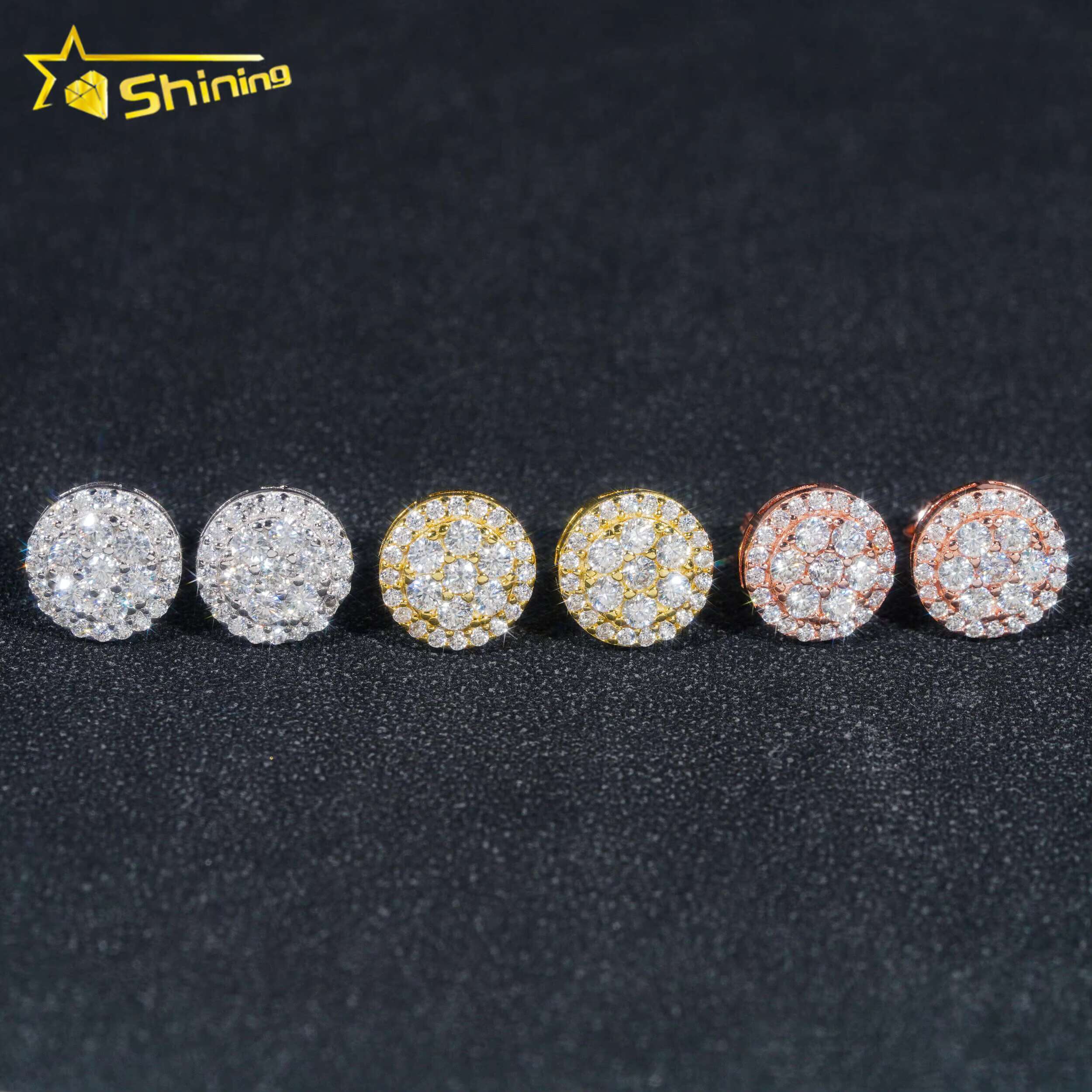 Gra Certificate Pass Diamond Tester Iced Out Hip Hop Jewelry Popular 925 Sterling Silver VVS Moissanite Stud Earrings