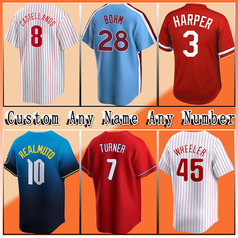 3 Bryce Alec Bohm Harper Baseball Jerseys Philadelphiaes Philliess J.T. Realmuto Trea Turner Aaron Nola Brandon Marsh Kyle Schwarber Ranger Suarez Zack Wheeler Stott
