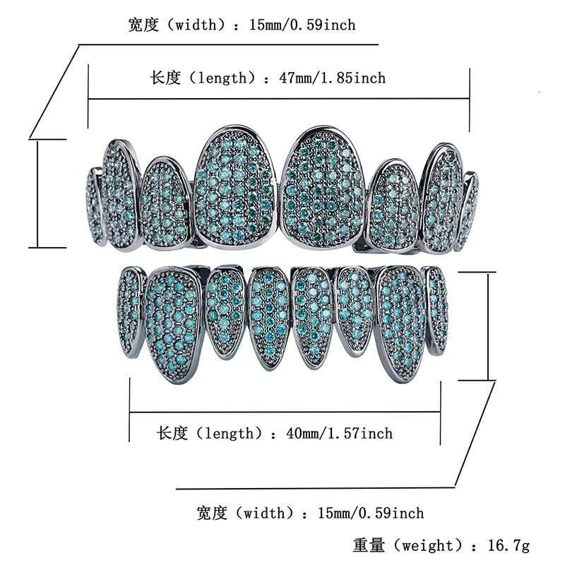 Micro Pave Zircon Hip Hop Teeth Grills Gold Silver Rainbow Punk Teeth GrillzOACOCA