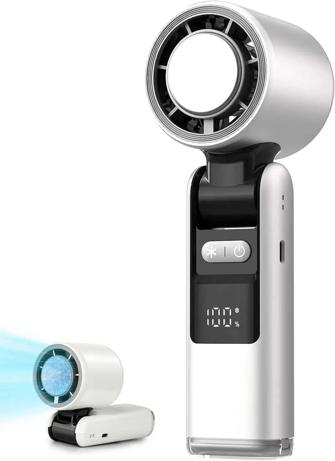 Portable Handheld Turbo Fan 100 Gear Wind USB Rechargeable Battery Operated Up to 3 IN 1 Personal with Air Tech Cooling M250626