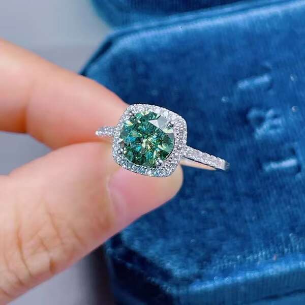 Wholesale High Quality 925 Sterling Silver Wedding Engagement Rings Set Cut Green Round Cut IGI Certified for Womens Party
