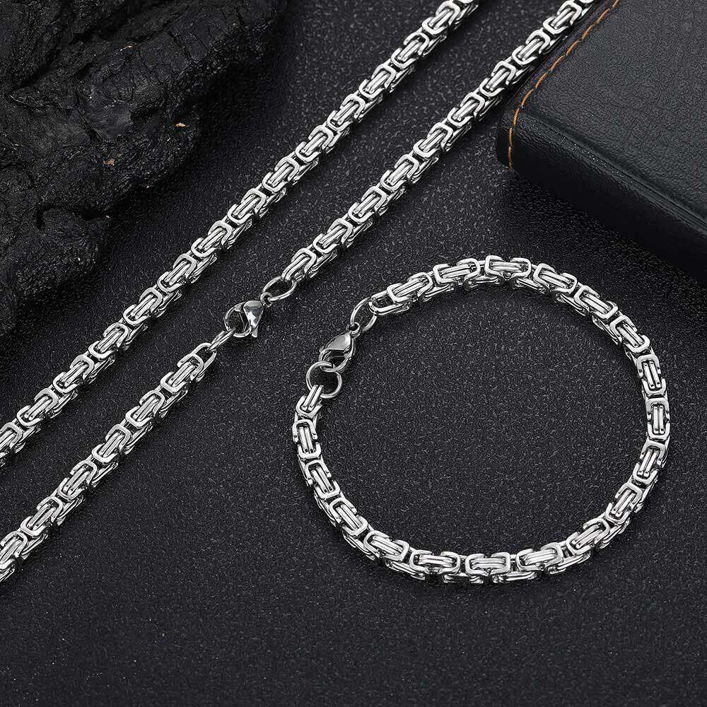 Hip Hop 4mm Stainless Emperor Chain Men's Necklace Titanium Steel Jewelry Personality Gold Bracelet Accessories 4767